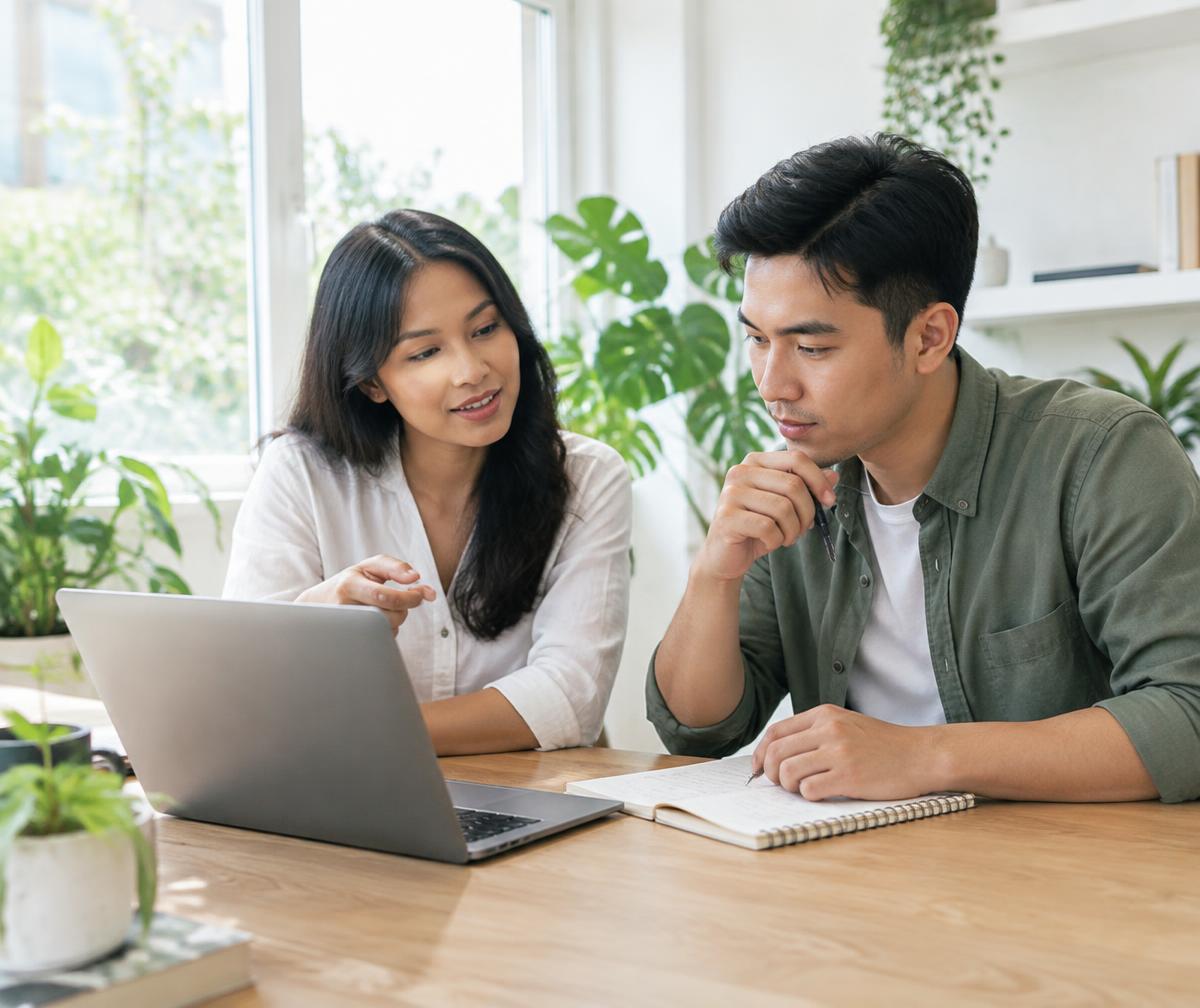 A professional and mentor discussing a practical learning project